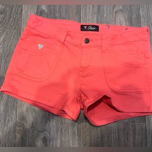 Guess Vibrant Coral Denim Shorts